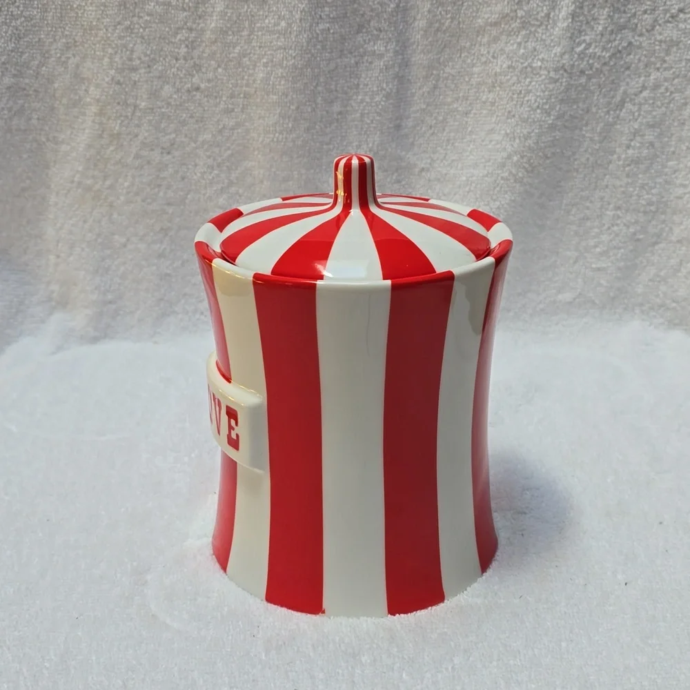 Jonathan Adler Red and White Striped Canister